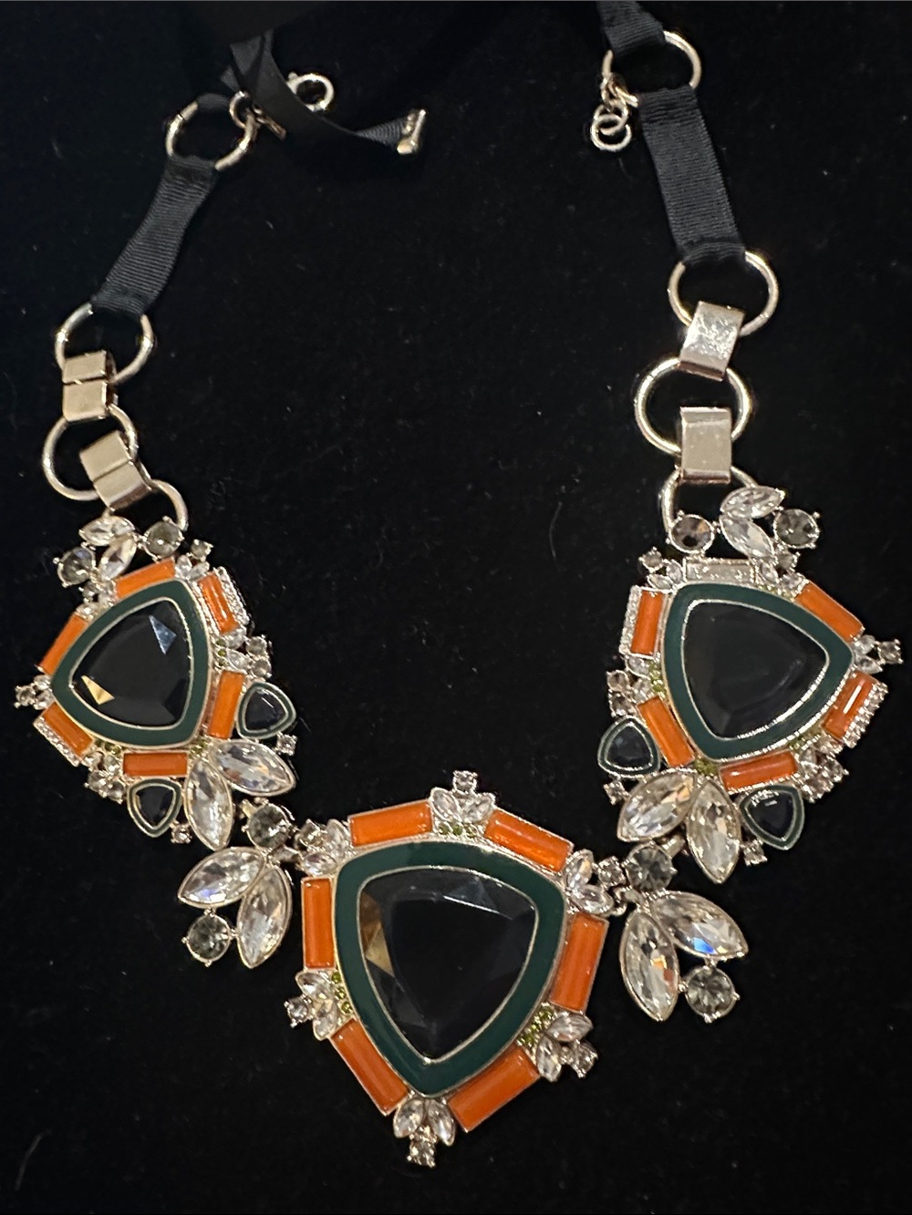 Banana Republic Orange and Black Crystal Ribbon Necklace - Picture 2 of 3